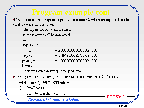 Program example cont.