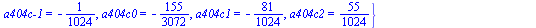 `assign`(sln2, {`a101c-1` = 0, a101c0 = `/`(1, 2), a101c1 = 0, a101c2 = 0, `a102c-1` = 0, a102c0 = 0, a102c1 = 0, a102c2 = 0, `a103c-1` = `/`(243, 1024), a103c0 = `/`(225, 1024), a103c1 = `/`(13, 1024...