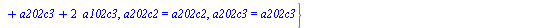 `assign`(sln2, {`a101c-1` = `+`(`/`(1, 9), a101c2, `-`(`*`(2, `*`(`a201c-1`)))), `a101c-2` = `+`(`-`(`/`(1, 9)), a101c1, `-`(`*`(2, `*`(`a201c-2`)))), a101c1 = a101c1, a101c2 = a101c2, `a102c-1` = `+`...