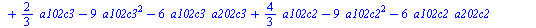 `assign`(eq3, {`+`(`*`(3, `*`(a101c2, `*`(`a201c-1`))), `*`(3, `*`(a101c1, `*`(`a201c-2`))), `*`(`/`(1, 3), `*`(a102c3)), `*`(3, `*`(a102c3, `*`(a202c3))), `*`(6, `*`(`^`(a102c3, 2))), `-`(`*`(`/`(1, ...