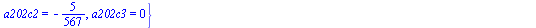 `assign`(sln4, {a101c1 = `/`(5, 81), a101c2 = -`/`(4, 81), a102c2 = `/`(2, 81), a102c3 = 0, `a201c-1` = -`/`(10, 567), `a201c-2` = `/`(8, 567), a202c2 = -`/`(5, 567), a202c3 = 0})