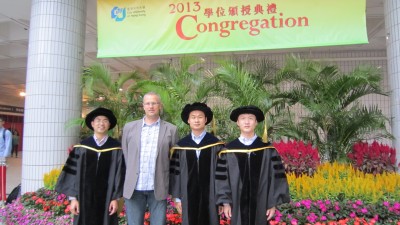 Graduation of the 1st generation PhD students: Dr.&nbsp;Haihua Yang, Dr.&nbsp;Hongkang Wang, and Dr.&nbsp;Yu Wang | 2013