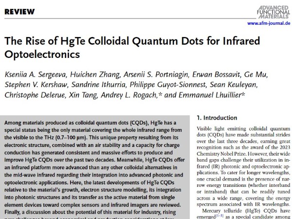 Screenshot of the first page from the review article on HgTe quantum dots
